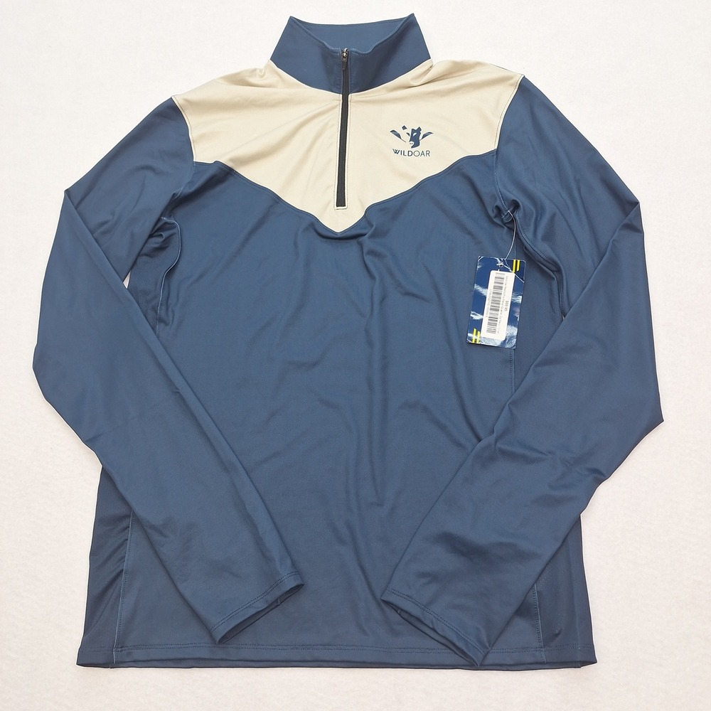 Wild Oar Pullover Mens Small Pro Panel Quarter Zip Navy‎ Khaki Rowing